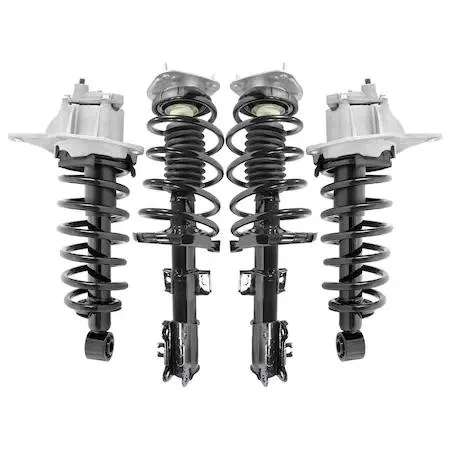 Boxed set of four silver strut assemblies with black springs and mounts