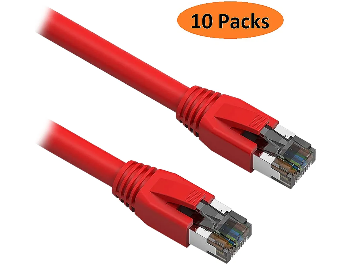 Nippon Labs Nippon Labs 60CAT8-0.5-24RD-10P network ethernet cable Cat 8 0.5 ft Red 24 AWG shielded — product photo
