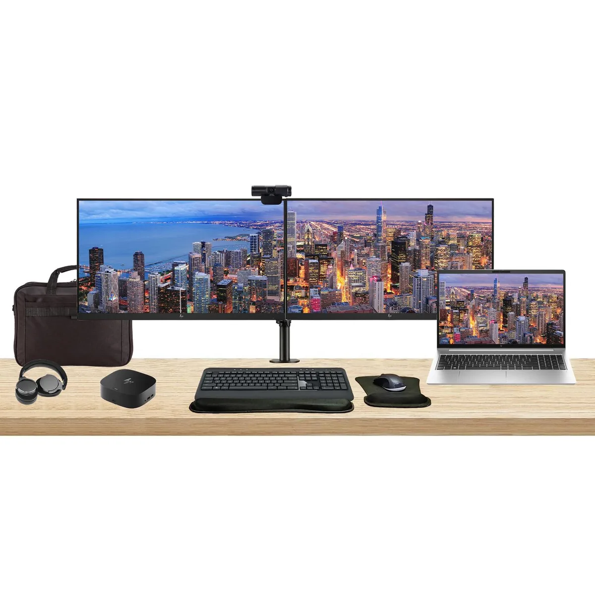 HP HP EliteBook 655 G10 15.6" Ryzen 7 32GB 1TB Bundle with Dual 24" Monitors, Dock, Peripherals, Bag — product photo