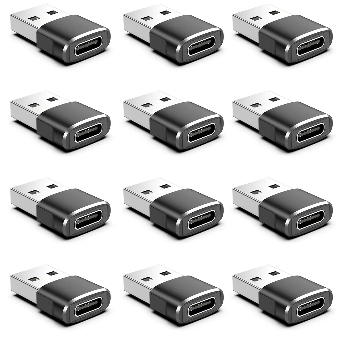  Pastall PST 12P AM To CF Black USB-A to USB-C adapter 12-pack — product photo