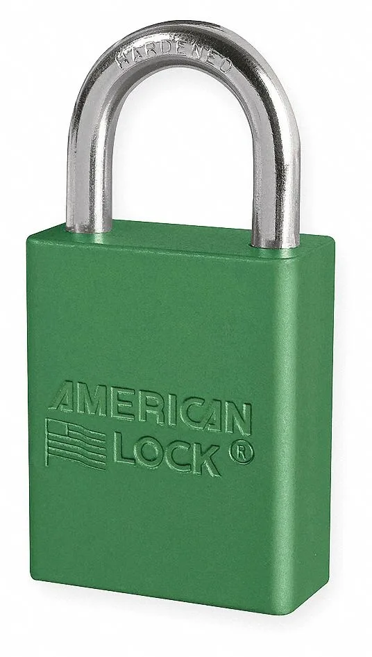 Green anodised aluminium lockout padlock with boron alloy shackle