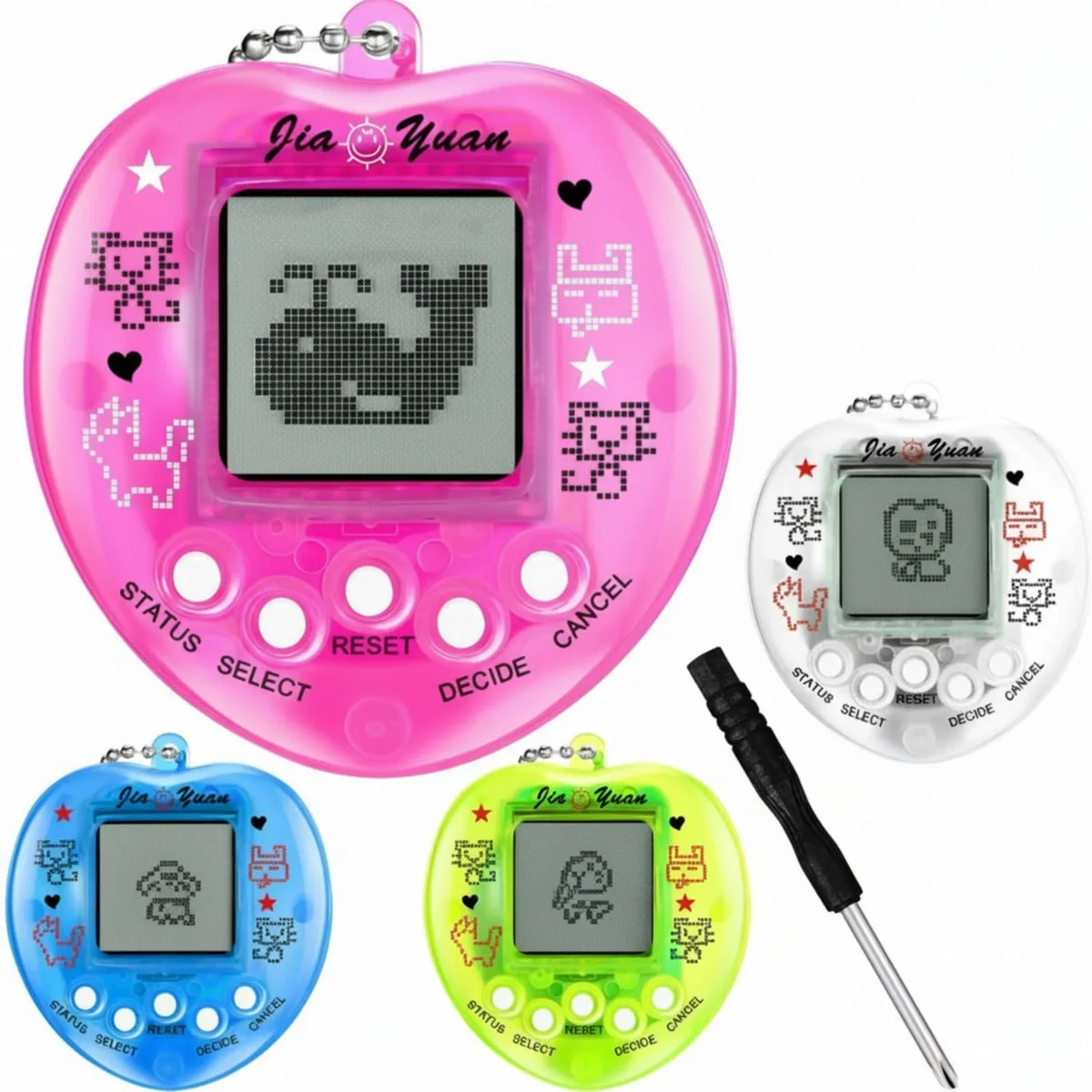  3 Pcs Virtual Electronic Pet Keychain Toys (Transparent, 5 Color) — product photo