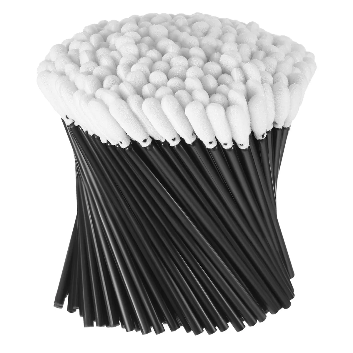 Black foam-tipped cleaning swabs in bulk pack of 500