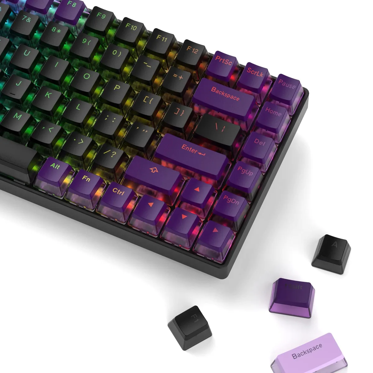 Womier Womier Pudding Keycaps 165 Keys OEM Profile PBT Black Purple — product photo