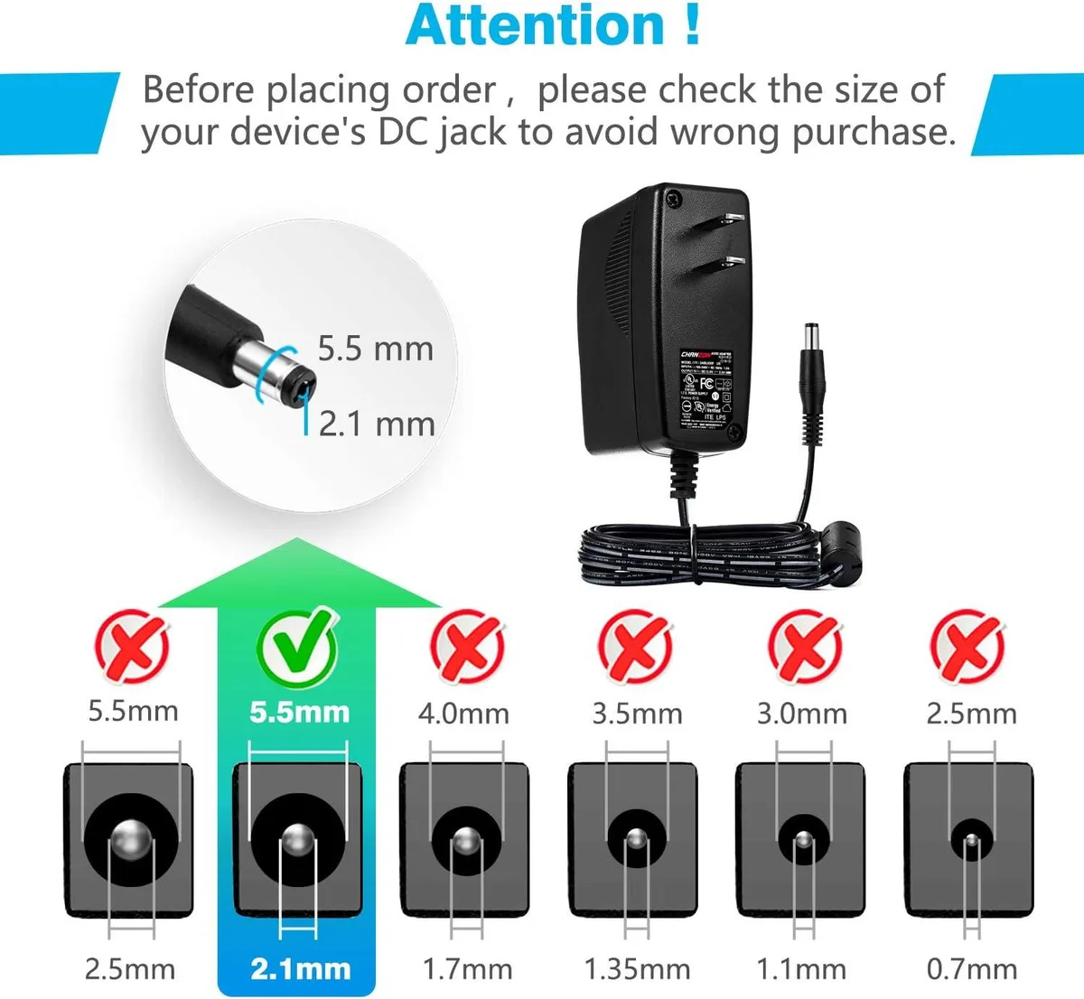BASEUS BASEUS 12V 2.5A 30W AC Adapter 100-240V 5.5x2.1mm — product photo
