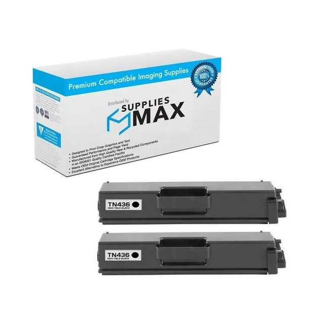SuppliesMax SuppliesMax TN-436BK 2-pack black toner cartridge 6500 pages — product photo