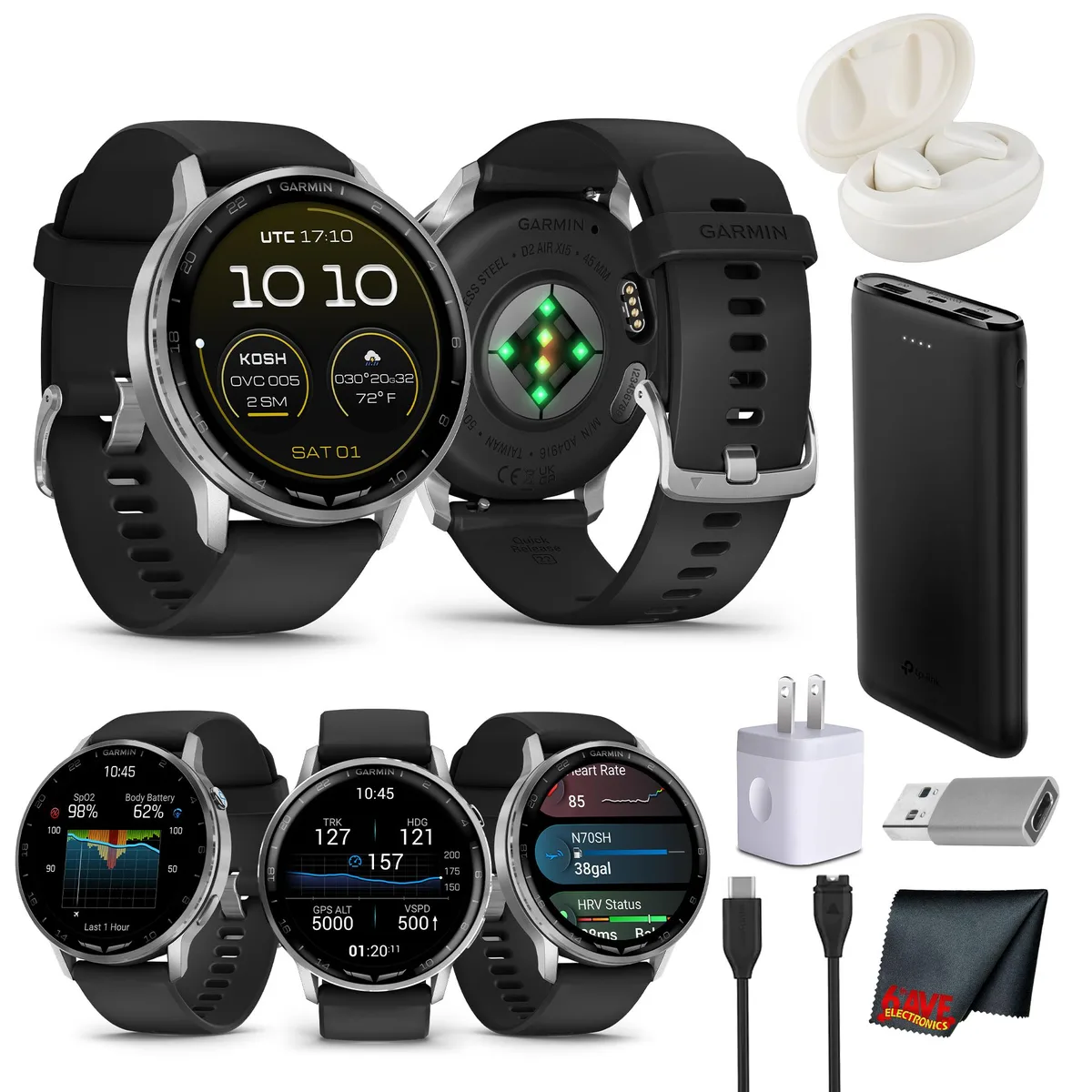 Garmin Garmin D2 Air X15 Aviator Smartwatch Silver Black Bundle 1.4" AMOLED — product photo