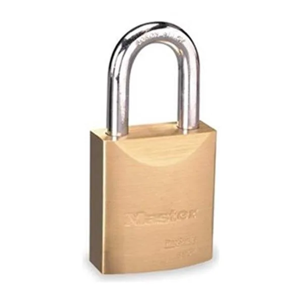 Solid brass rectangular padlock with long boron shackle