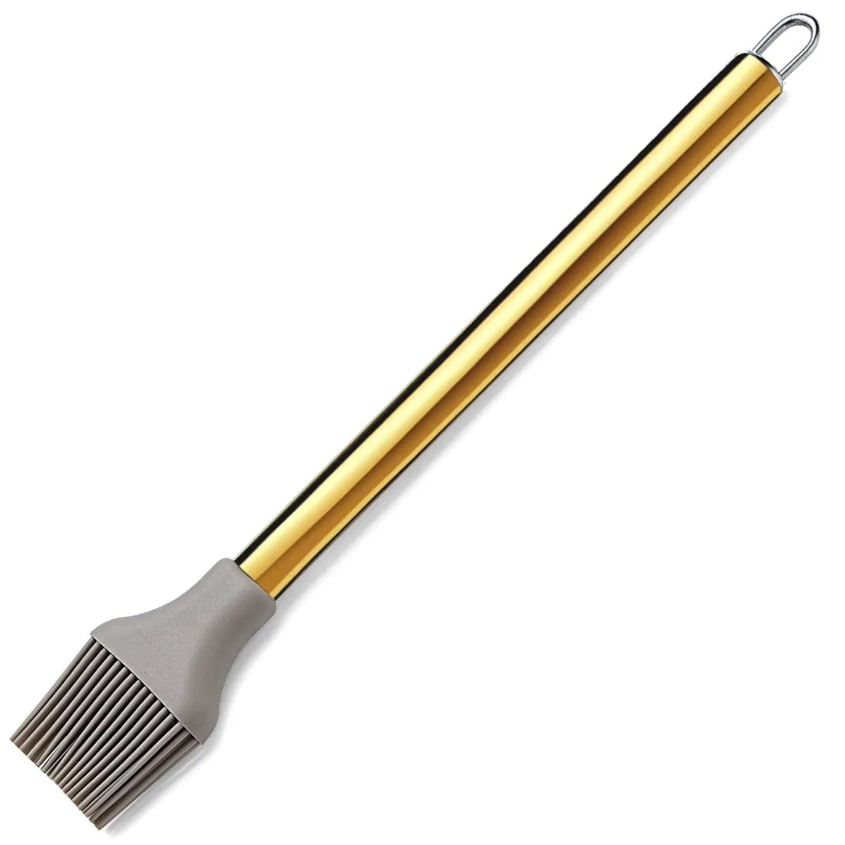 Gold basting brush with silicone bristles and gold-plated stainless steel handle