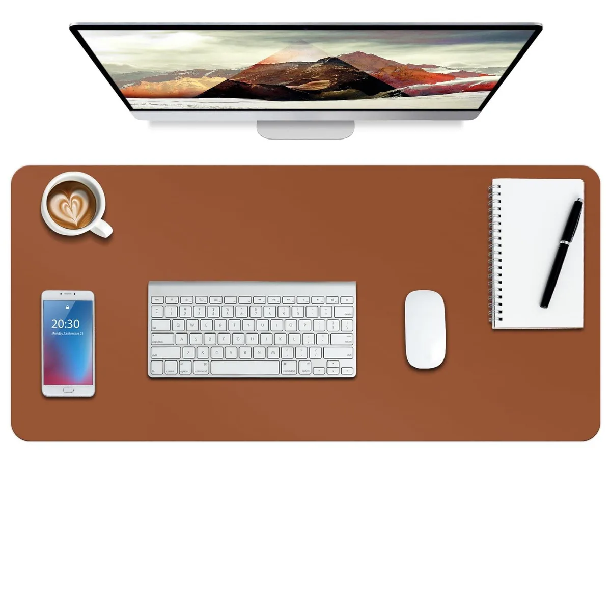 Batianda Batianda Leather Desk Pad XXL Brown 47.2" x 17" 2 in 1 accessory — product photo