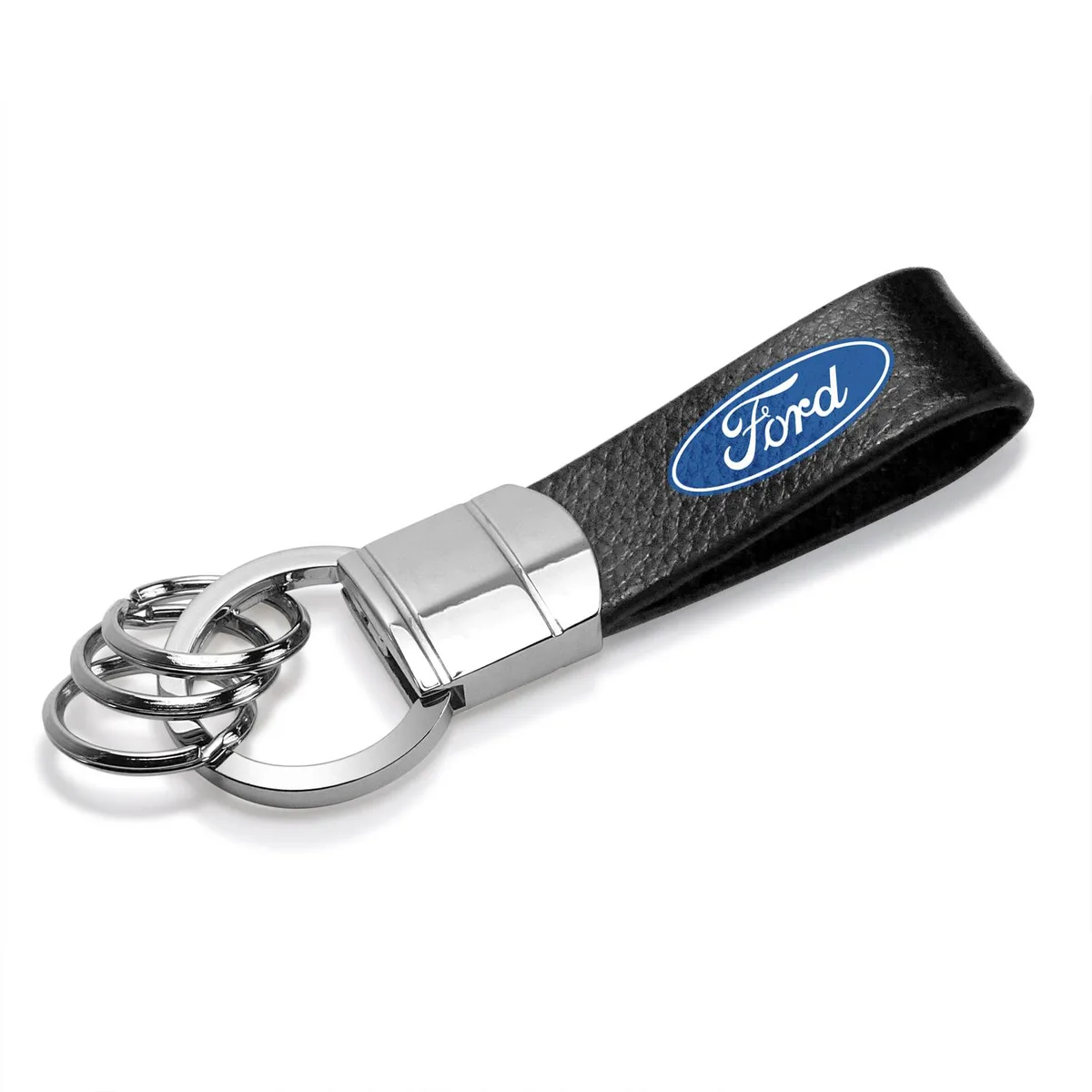 iPick Image, LLC iPick Image, LLC Ford Logo Black Leather Key Chain Car Electronics Accessory — product photo