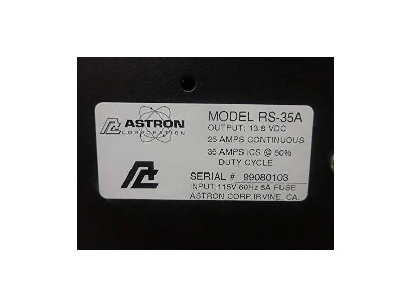 Astron Astron RS-35A power supply 35A peak 25A continuous 13.8V DC — product photo