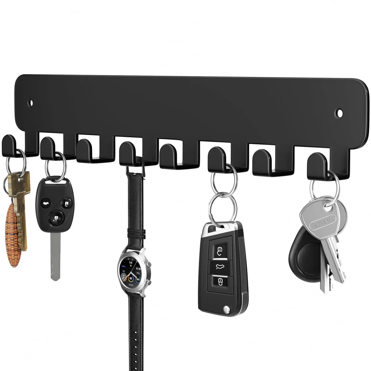  Meterk Key Holder Wall Mount 8 Hooks Black 12.59 in x 0.7 in x 2.63 in — product photo