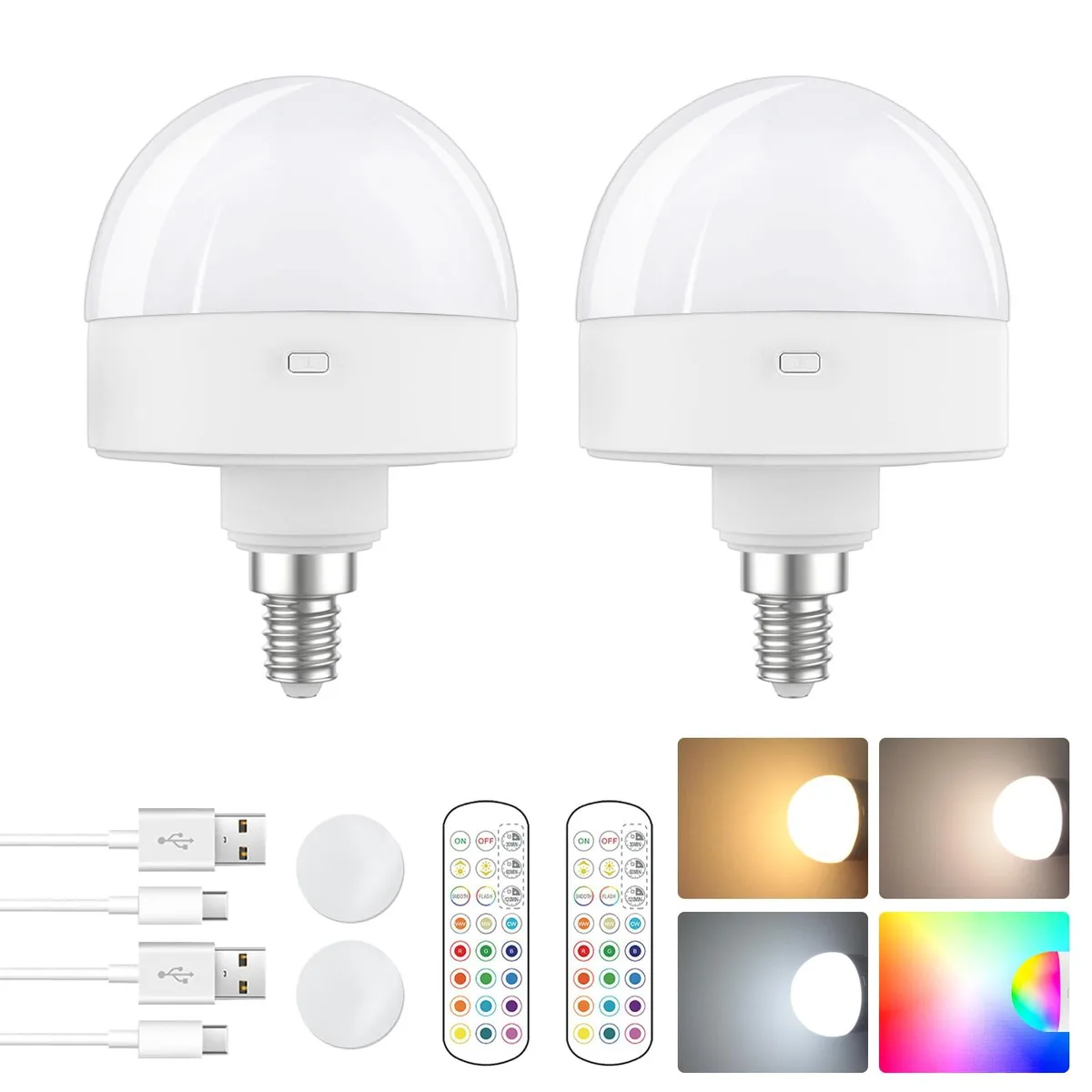 KEHIPI KEHIPI T069 E12 Rechargeable Light Bulb 15 Colors 10 Brightness 2000mAh — product photo