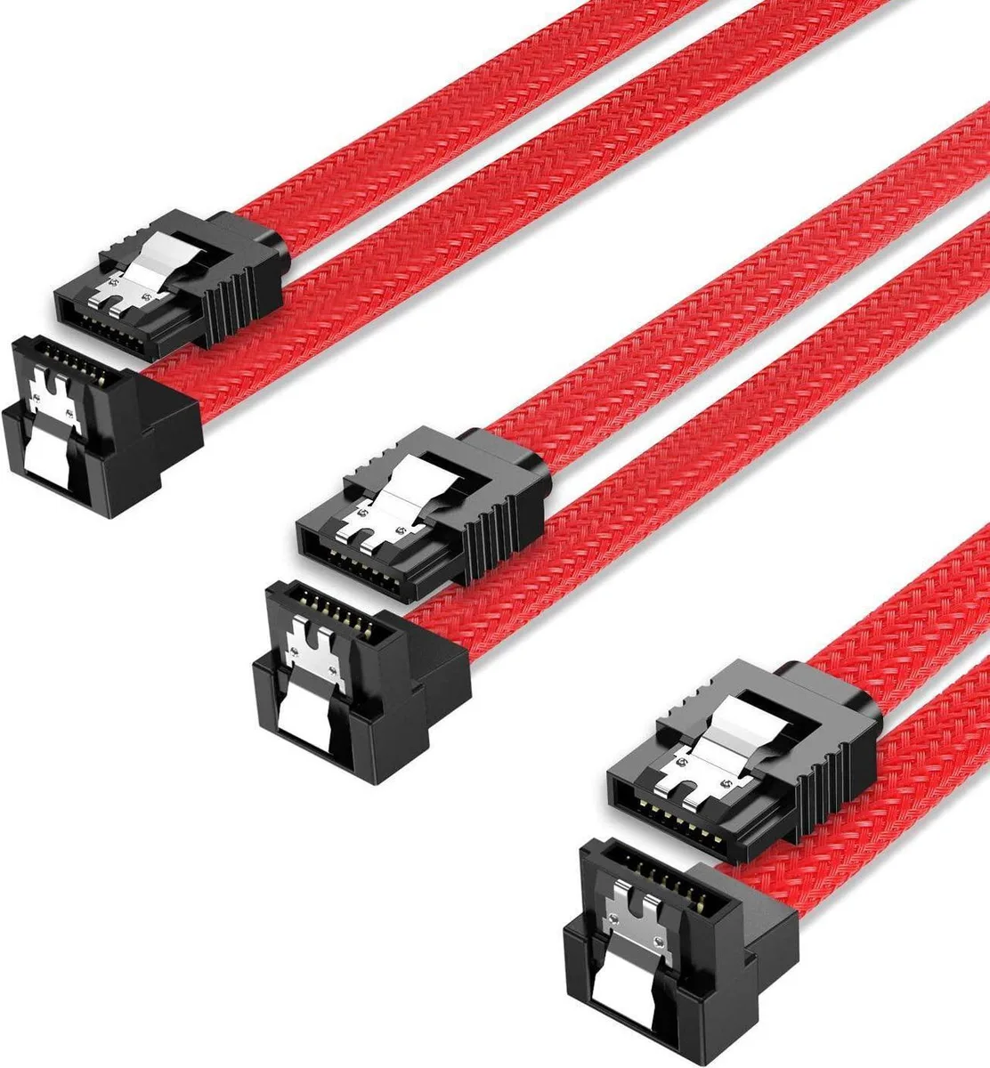 DIXSG DIXSG SATA cable III 3-pack 90° right-angle 6 Gbps 50 cm red — product photo