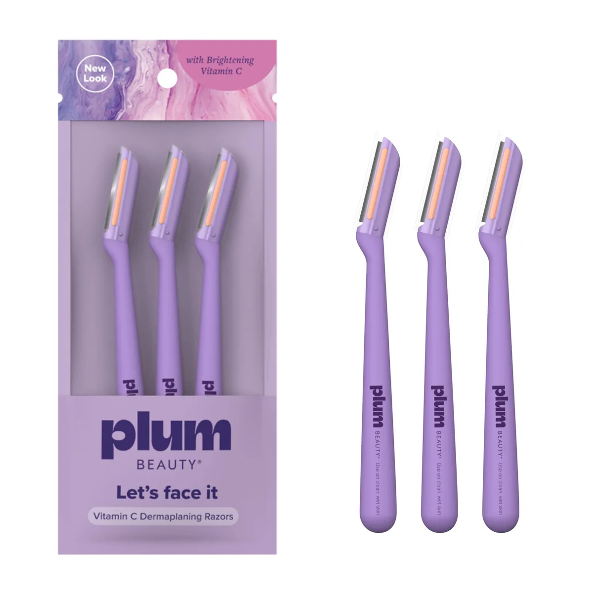 Plum Beauty Vitamin C Dermaplaning Razors 3-Pack Purple — product photo