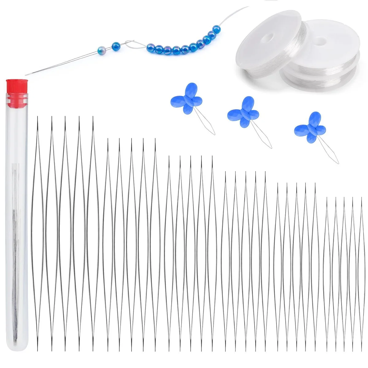  FTEVEN FE-859 37pcs beading needle kit 6 sizes 4.5-10.2 cm needle art — product photo