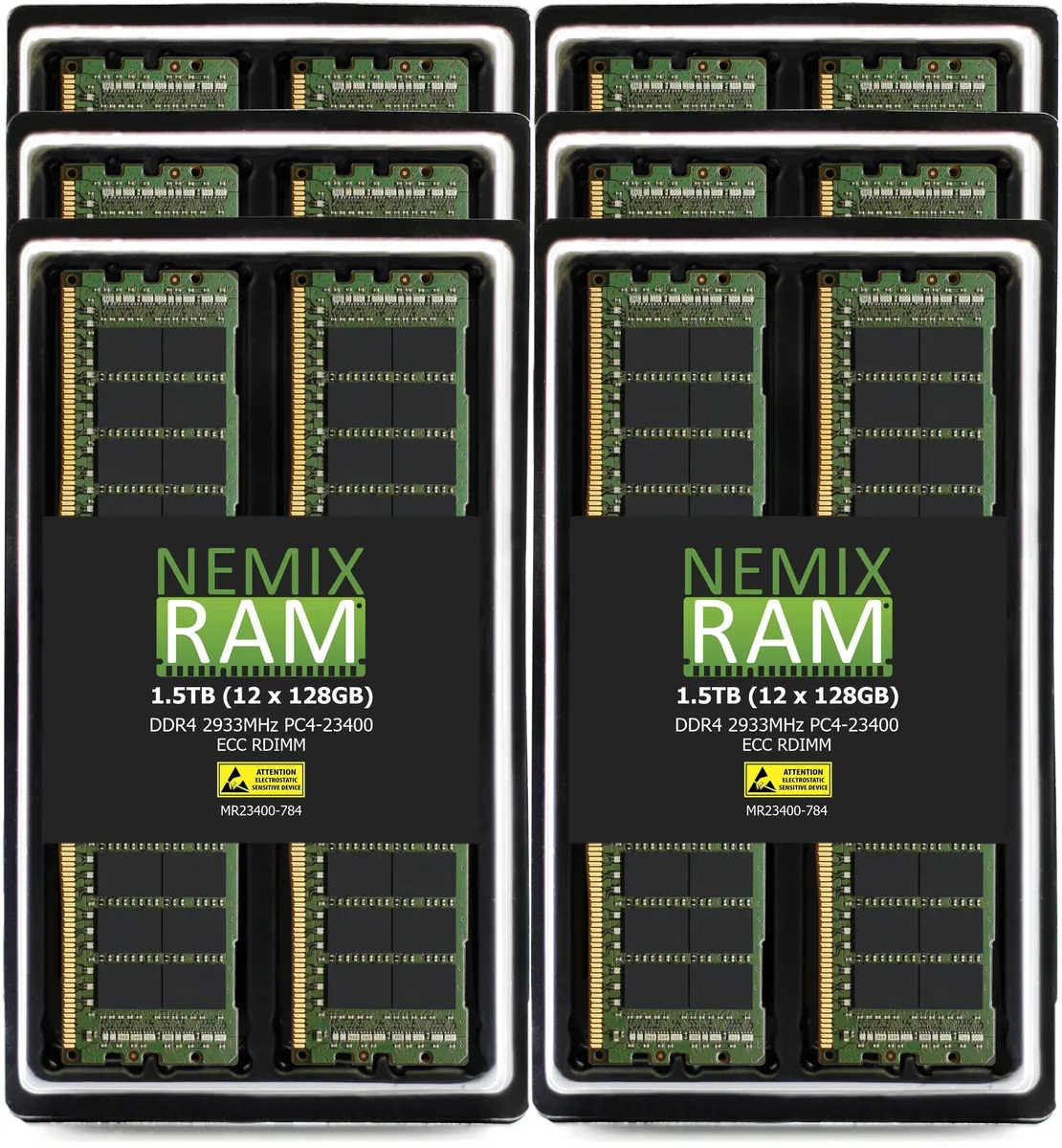 NEMIX RAM NEMIX RAM 1.5TB (12x128GB) DDR4 2933 PC4-23400 CL21 8Rx4 1.2V 288-Pin ECC RDIMM Server RAM — product photo