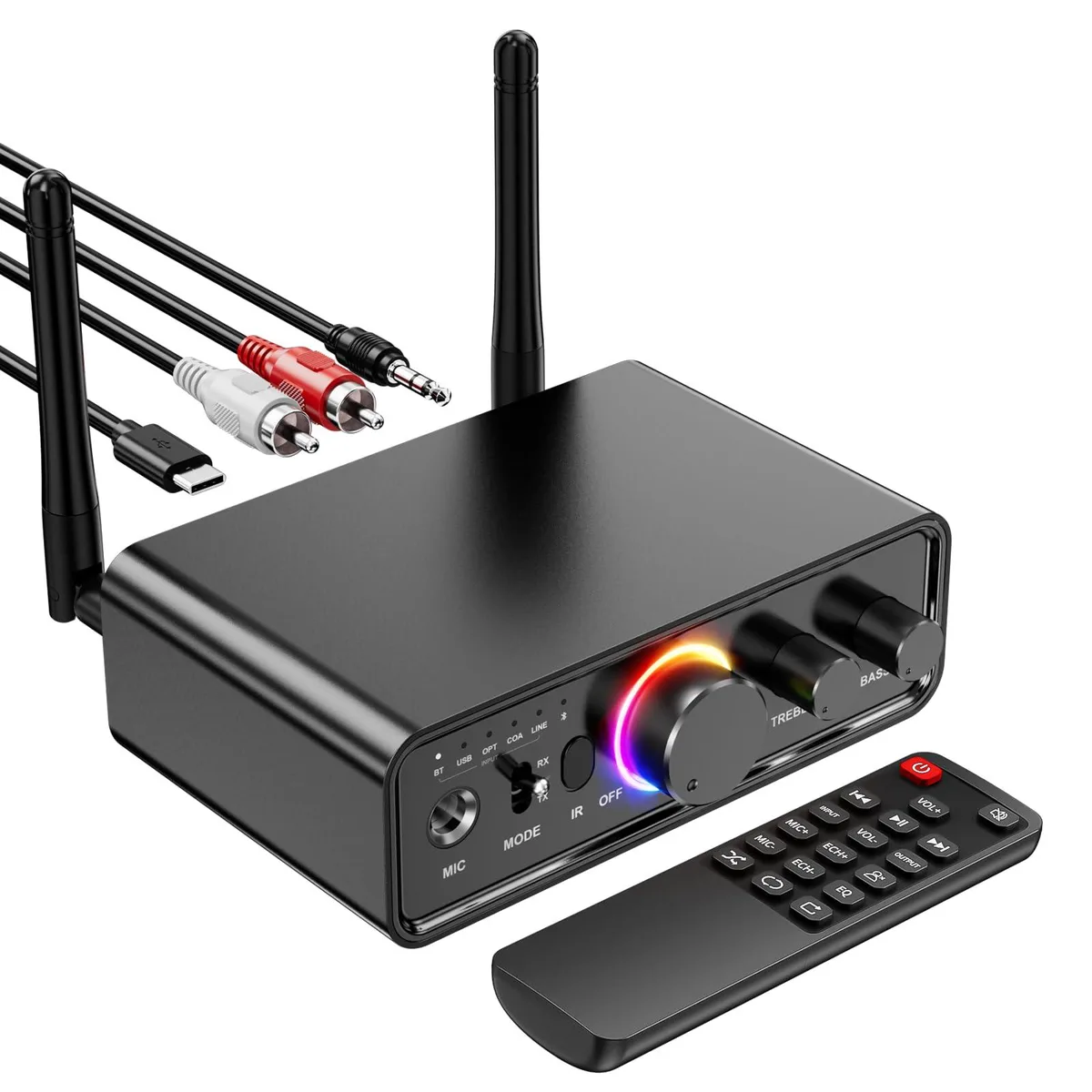  MOREGAX M18 Bluetooth 5.3 Receiver Transmitter RGB Knob — product photo