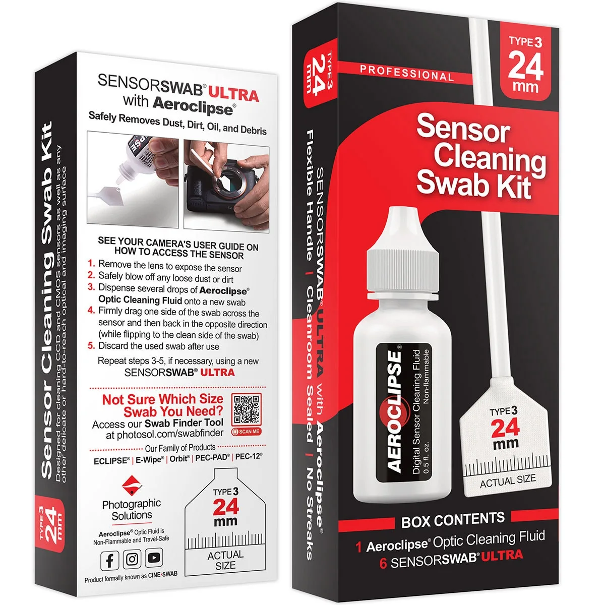 Photographic Solutions Photographic Solutions 24mm Sensor Cleaning Swab Kit with Aeroclipse Fluid — product photo