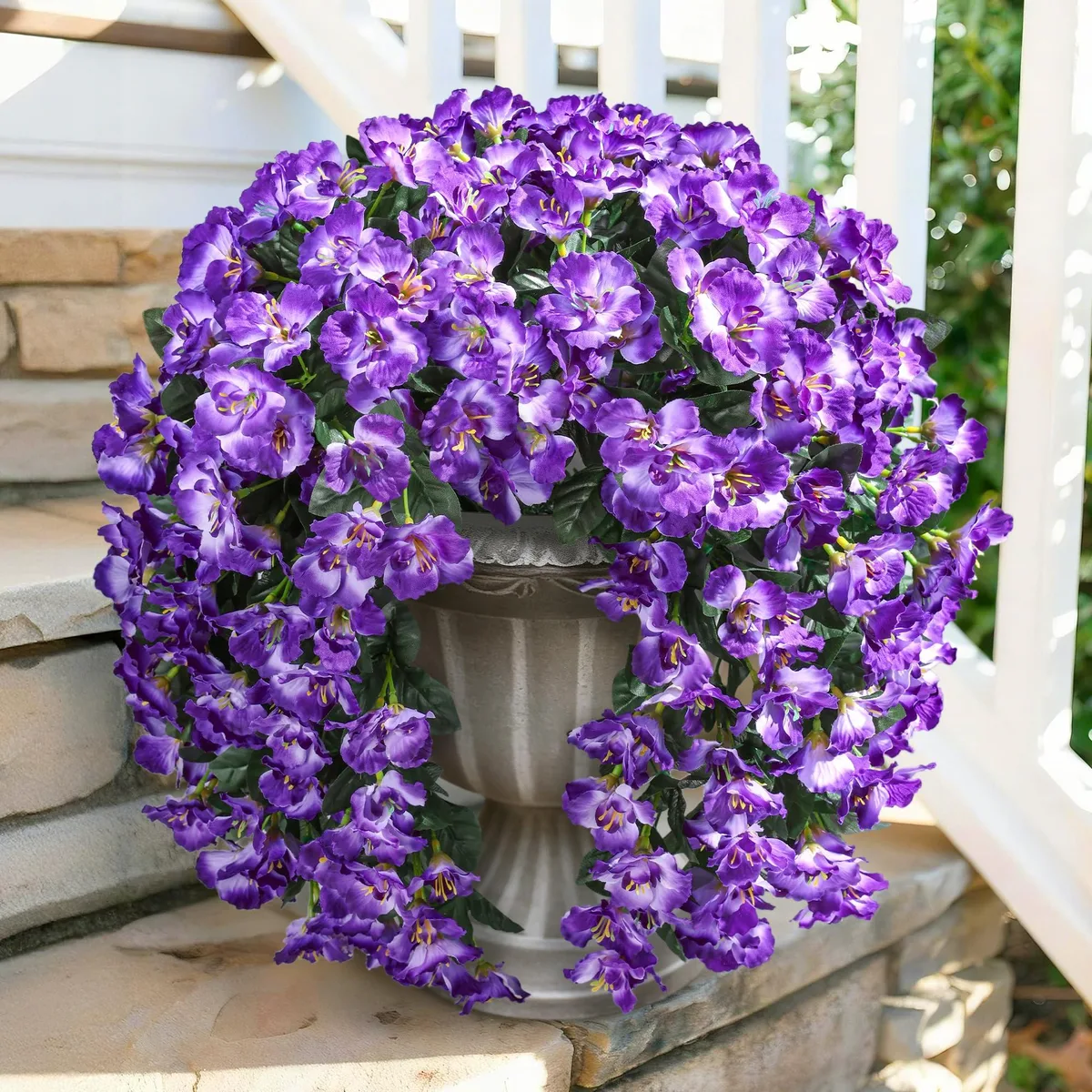  Ivydale Artificial Hibiscus Hanging Floral Arrangement, 2PCS UV Resistant, Violet, 50H x 15W x 15D, 0.349 kg — product photo