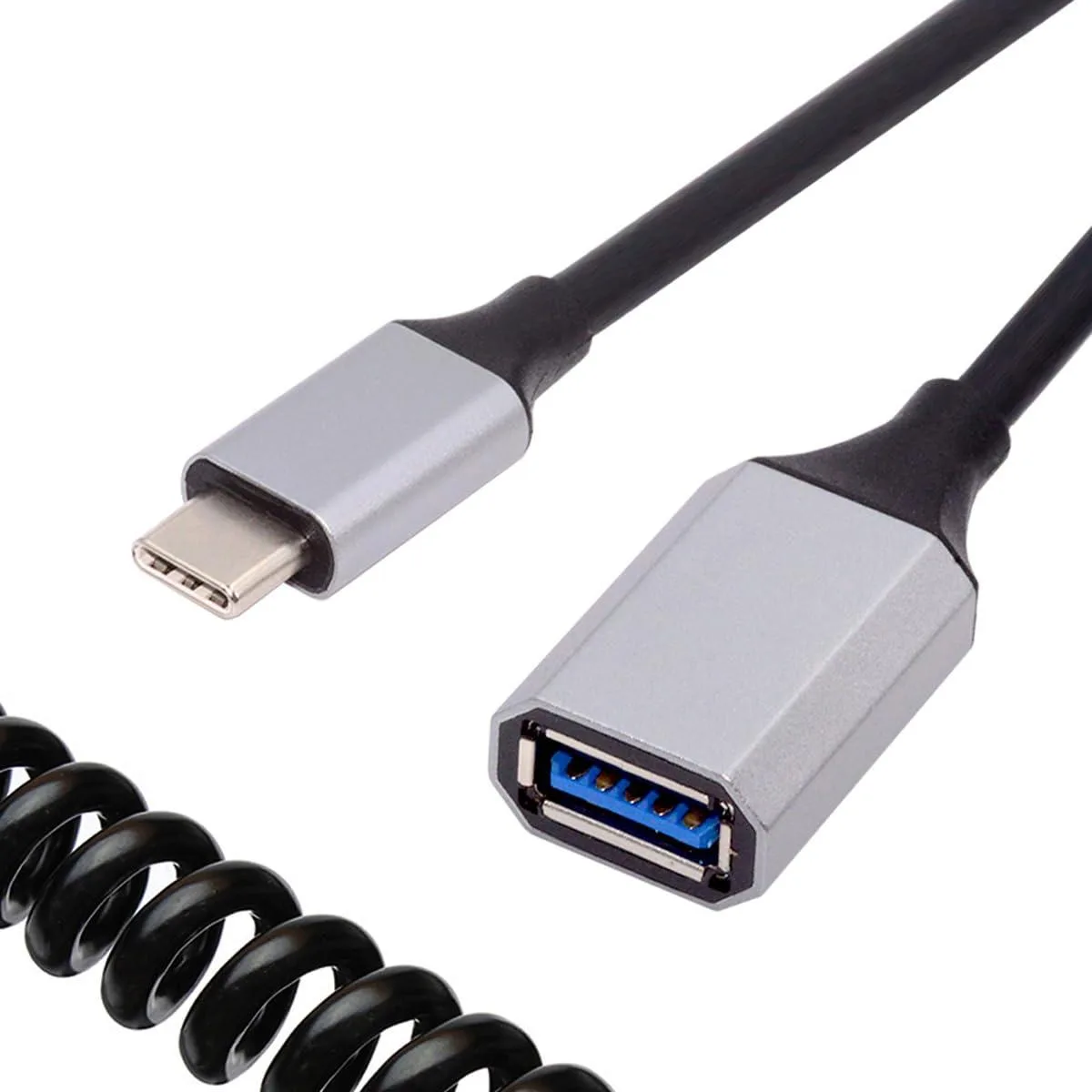Fervit Fervit USB-C to USB 3.0-A Female OTG Coiled Cable 100cm — product photo