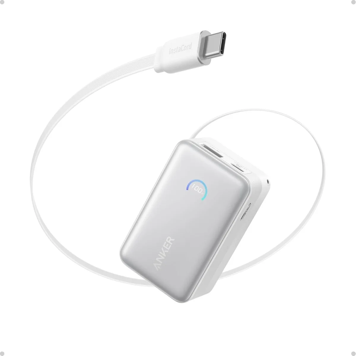 Anker Anker A1638 Nano Power Bank 10000mAh 45W Retractable Cable White — product photo
