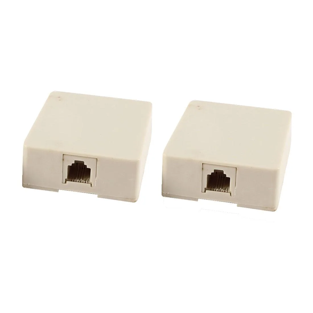 Unique-Bargains Unique-Bargains RJ11 6P4C Female Socket Inline Connector Beige 2 Pcs — product photo