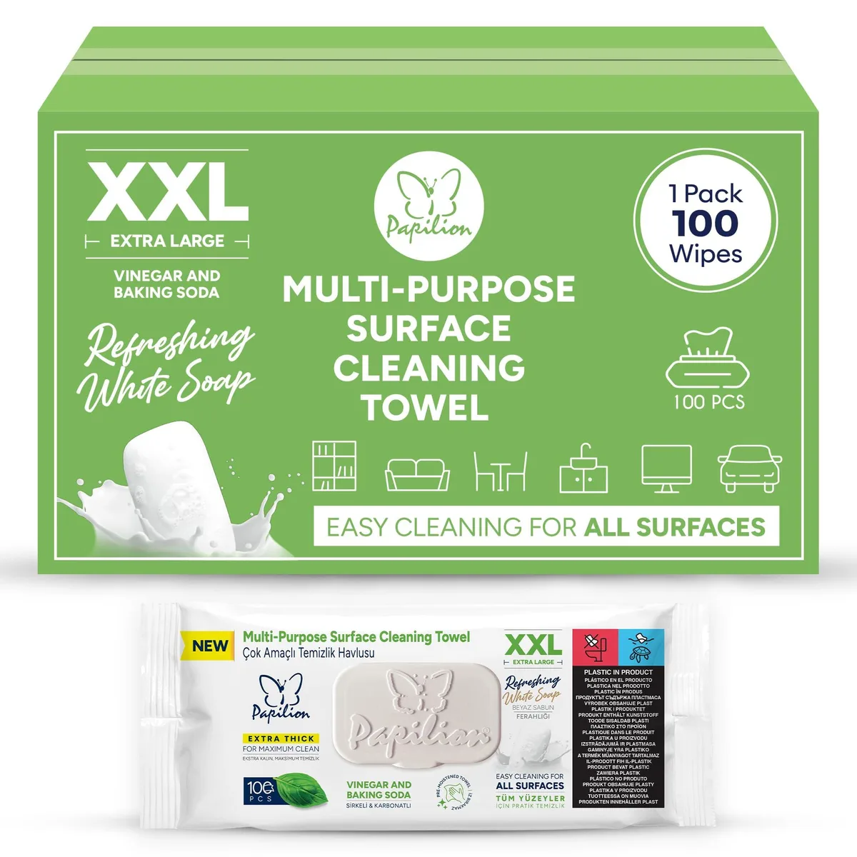 No Sew No Sew Multi-Surface Cleaning Wipes White Soap Scent 100 Count — product photo