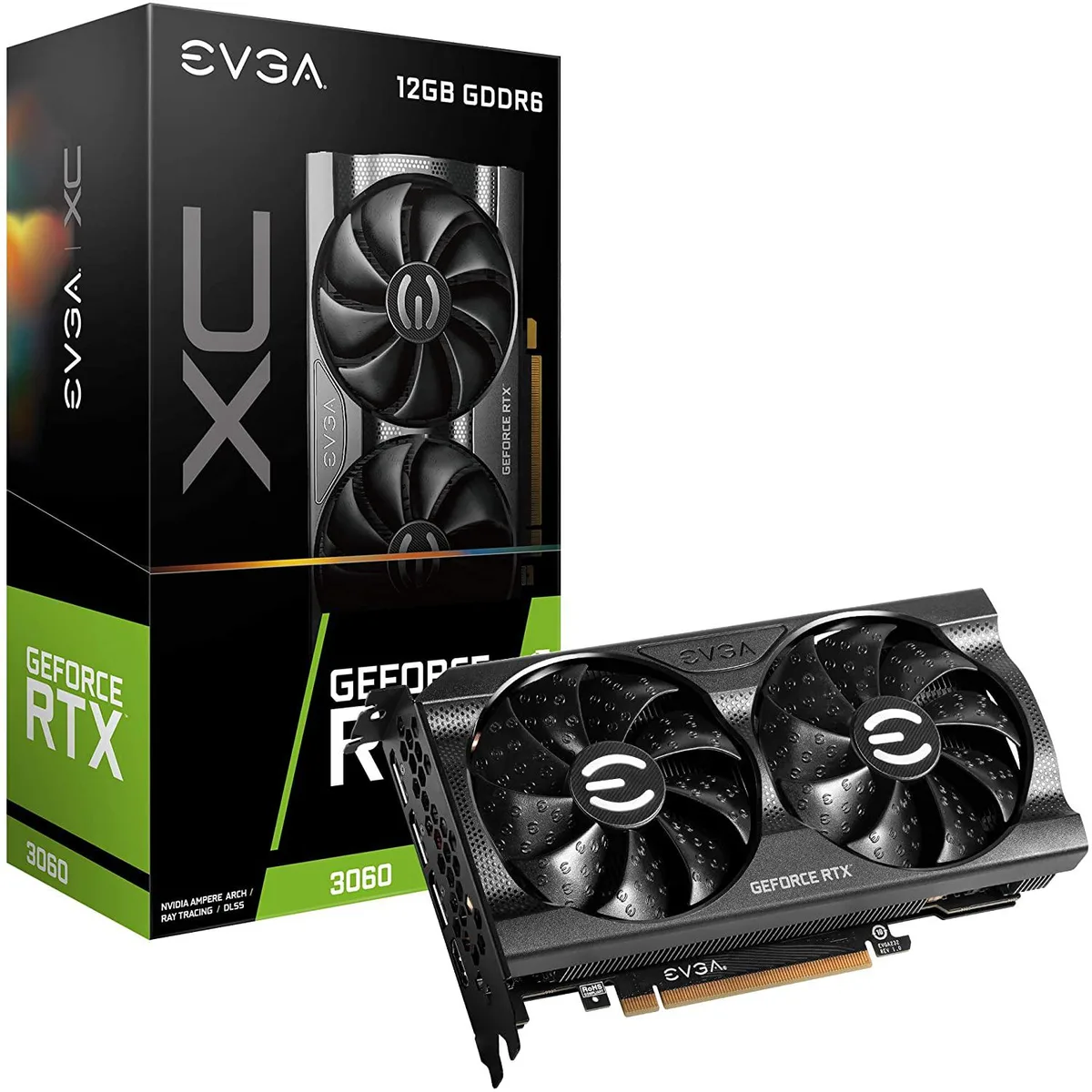 EVGA EVGA GeForce RTX 3060 XC Gaming 12G-P5-3657-KR 12GB GDDR6 Dual-Fan Metal Backplate graphics — product photo