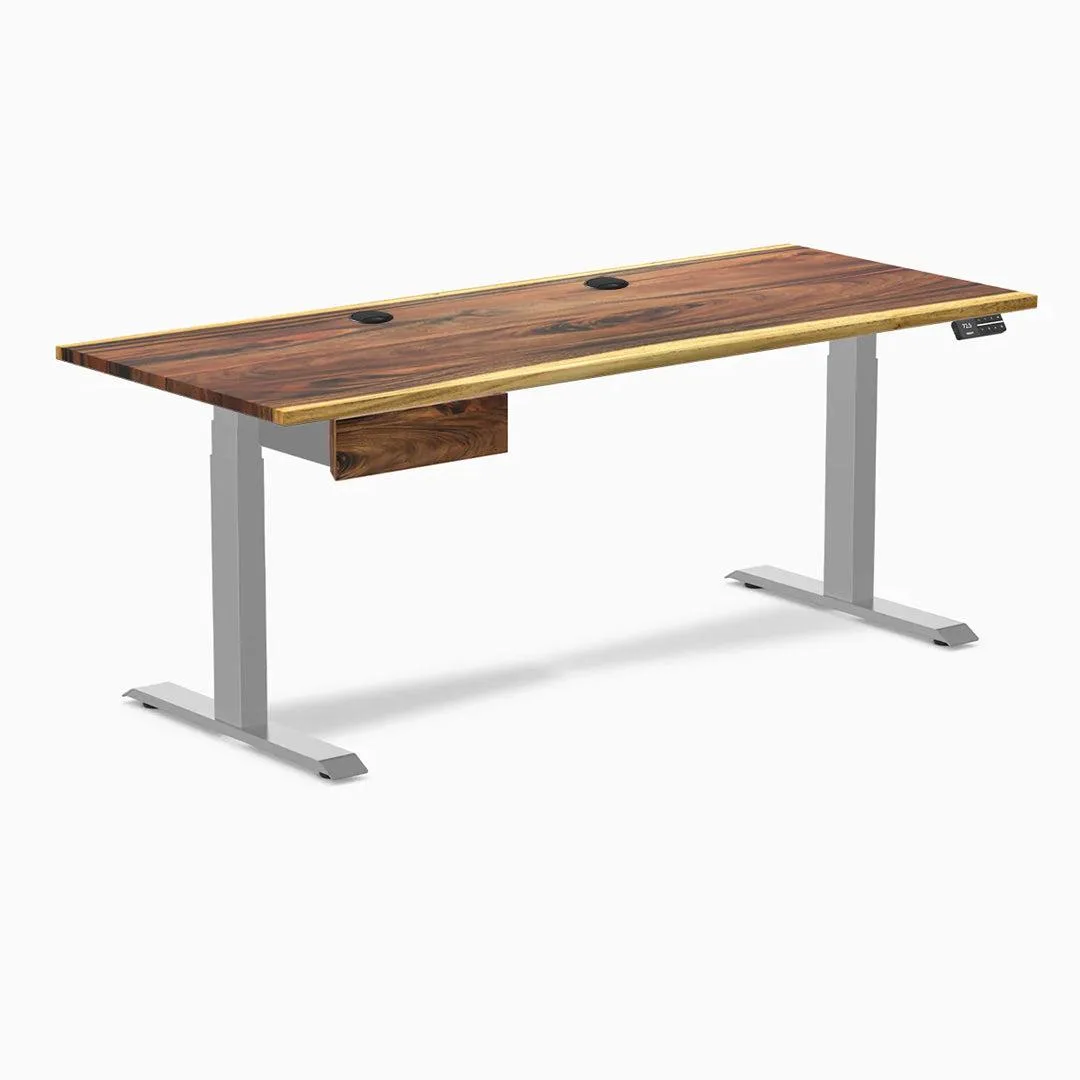 Desky Desky Dual Hardwood Standing Desk With Drawer Pheasantwood 72 x 30 inches Grey — product photo