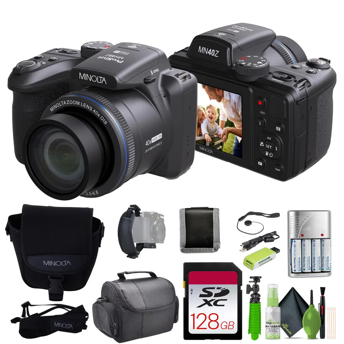 Minolta Minolta MN40Z 20MP 40x Optical Zoom Camera Kit 64GB Black — product photo