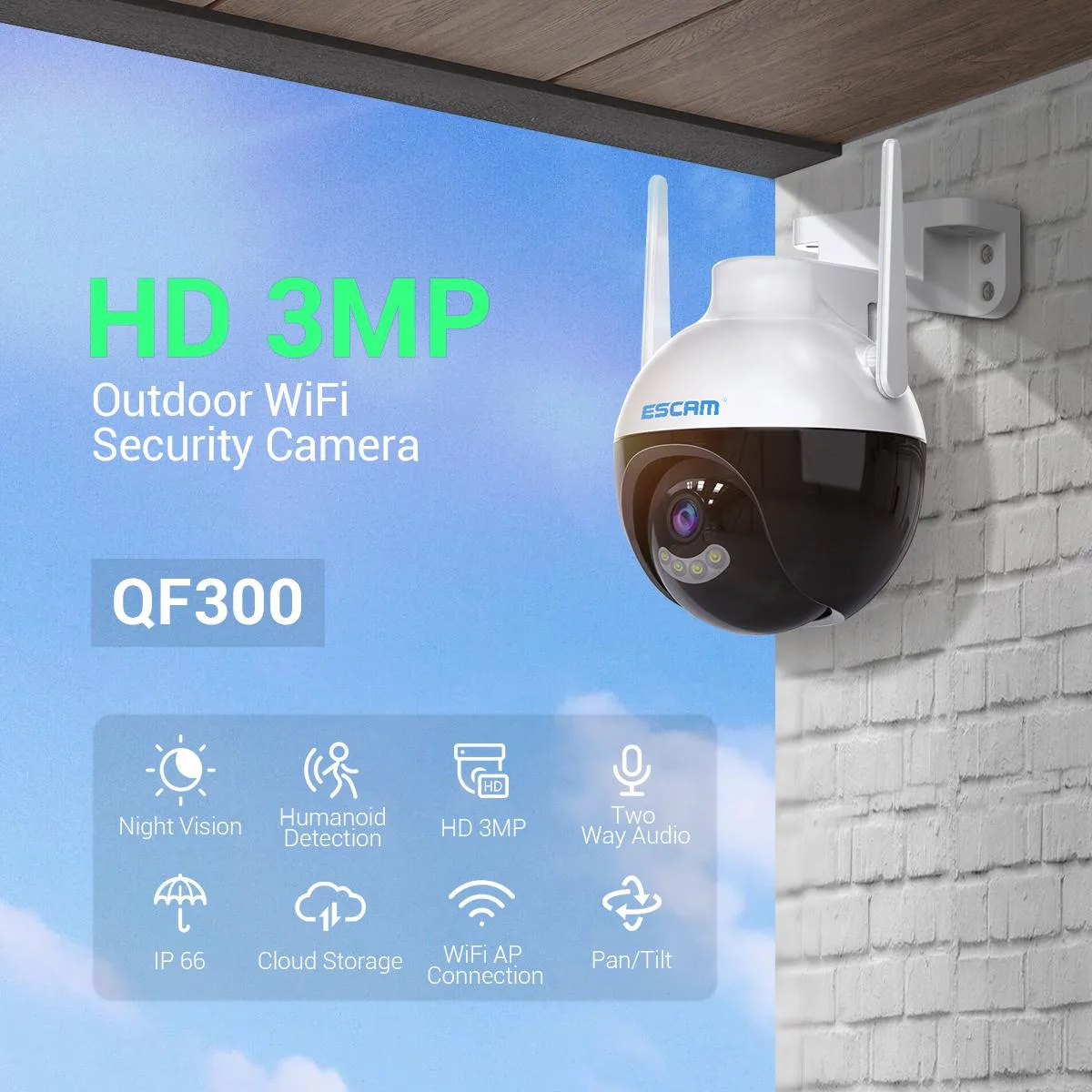 visiPower visiPower QF300 3MP Pan/Tilt AI Humanoid Detection Auto Tracking WiFi Analog Camera — product photo