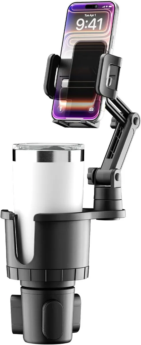 Keyence Keyence TripGrip 2-in-1 Cup Holder Phone Mount 3.5in 360° Folding Legs — product photo