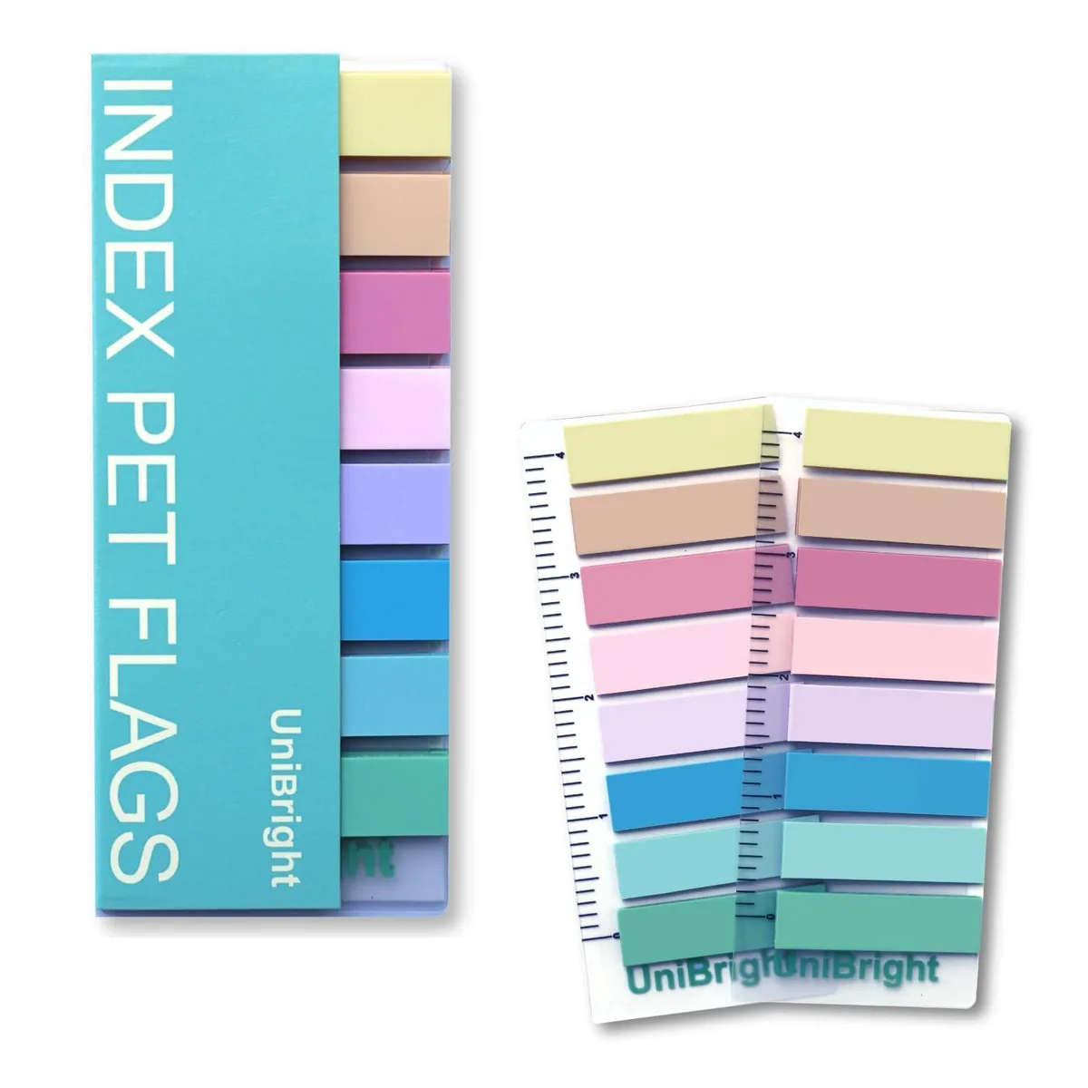 Clear rectangular sticky tabs in assorted Morandi colours, 400 pieces, 0.5 by 1.77 inches