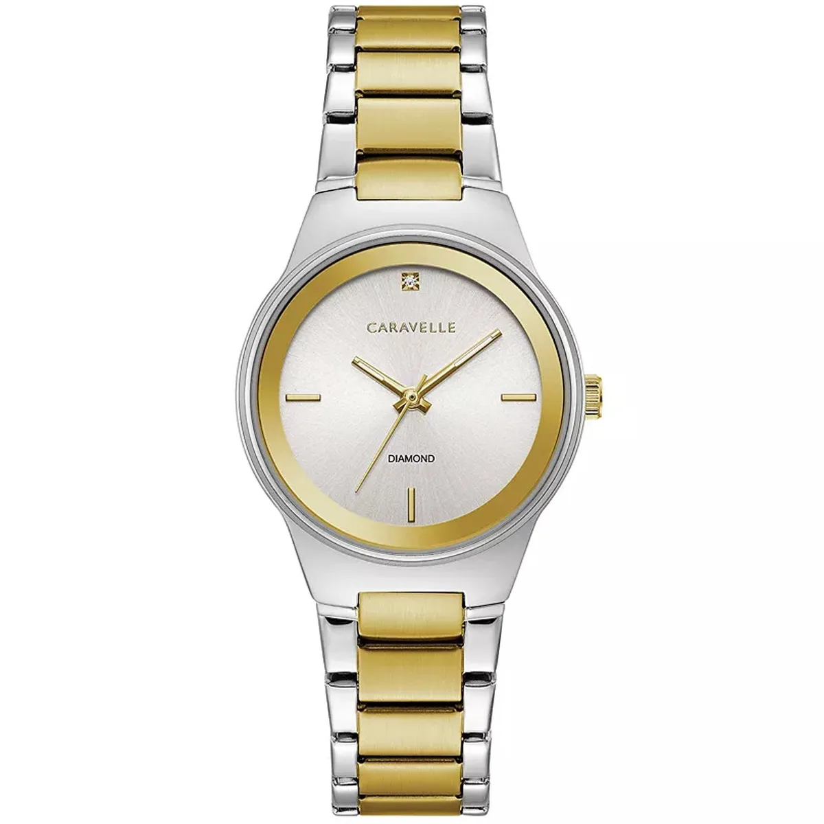 Silver stainless steel watch with matching bracelet and silver dial