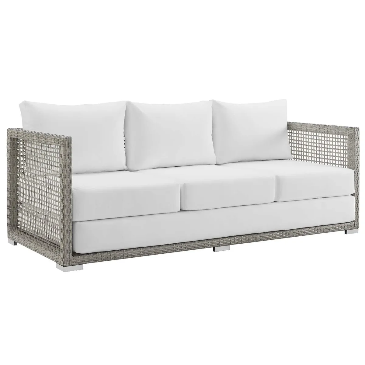 Modway Furniture Modway Furniture Aura Outdoor Patio Wicker Rattan Sofa - Gray White — product photo