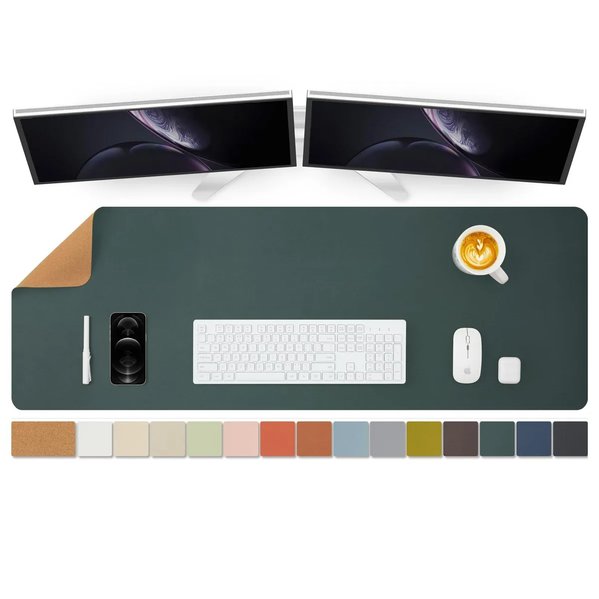  HOMIEAZICOZI SBD-000005T Cork Desk Mat 47.2" x 17" Dark Green — product photo