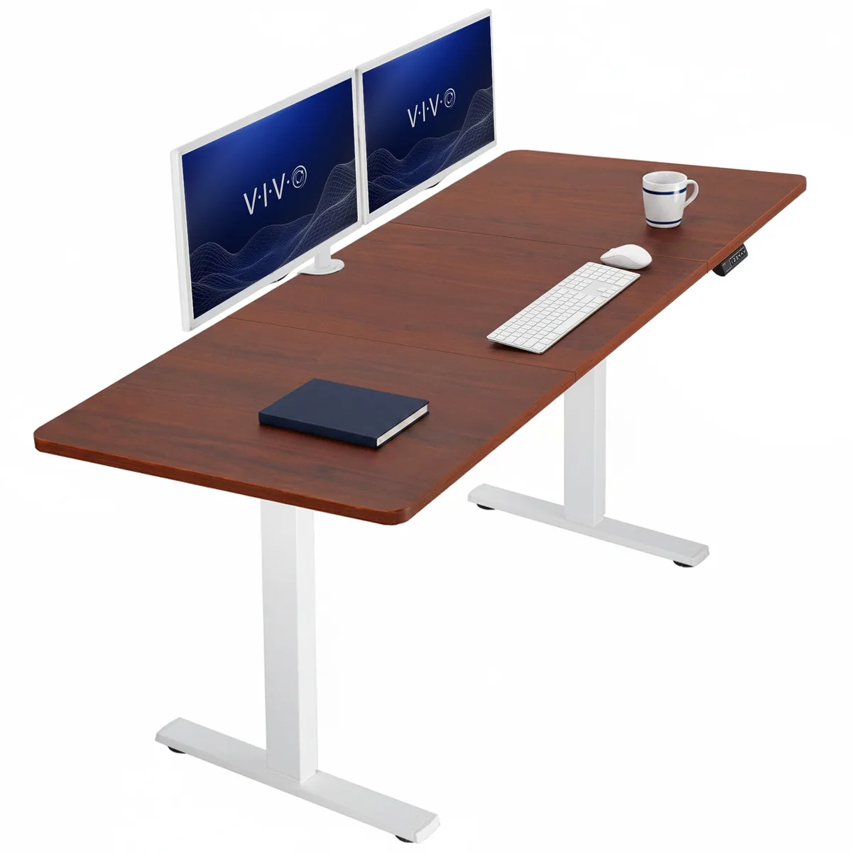 VIVO VIVO Electric Standing Desk 71 x 30 Dark Walnut White Frame — product photo