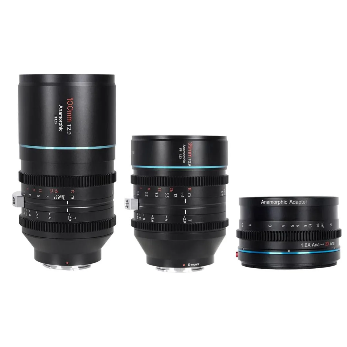 Sirui Sirui 35mm 100mm T2.9 1.6x Anamorphic Lens Kit 1.25x Adapter Canon RF — product photo