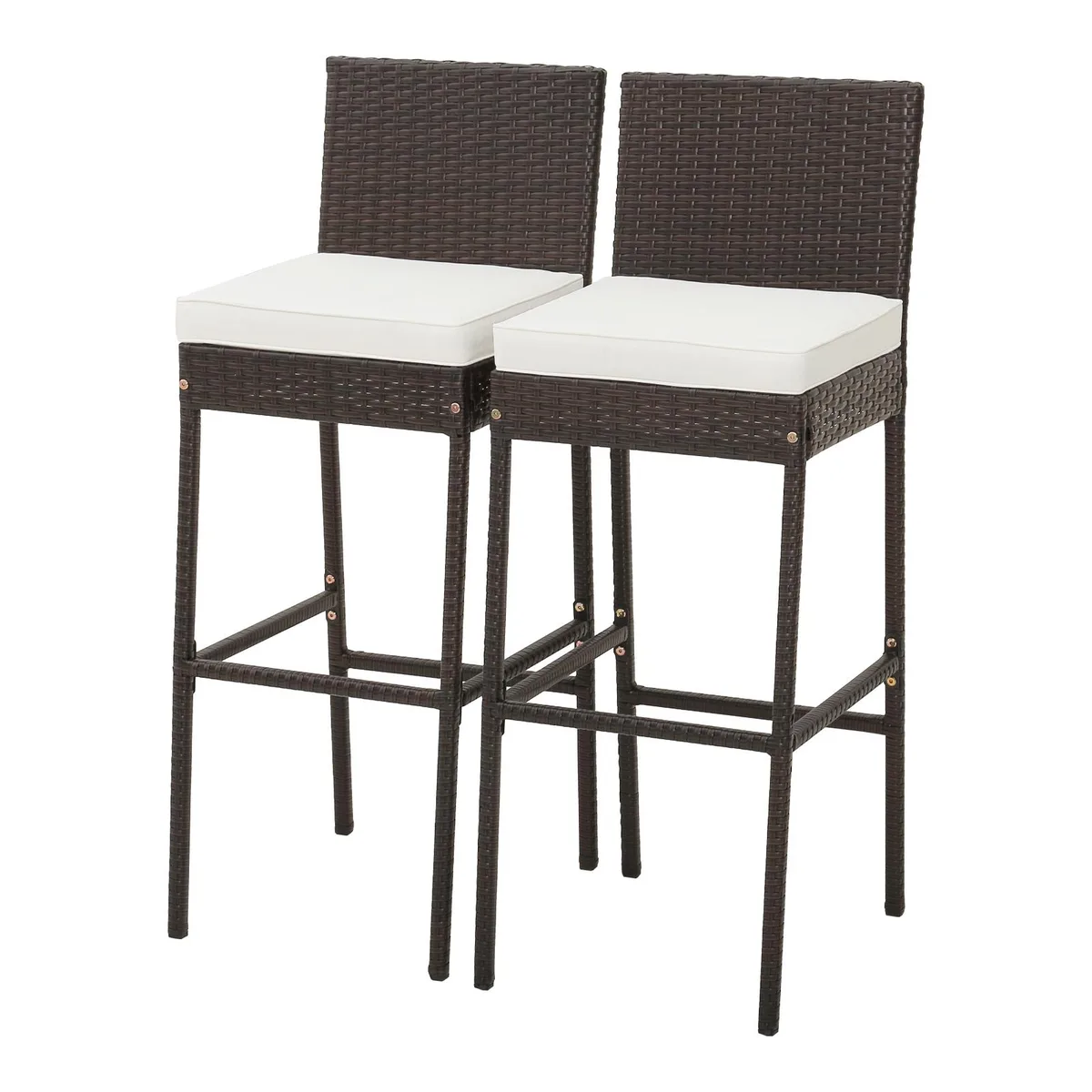 SlickBlue SlickBlue 2-Piece Cushioned Wicker Barstools Brown 30" Seat 400 lbs — product photo