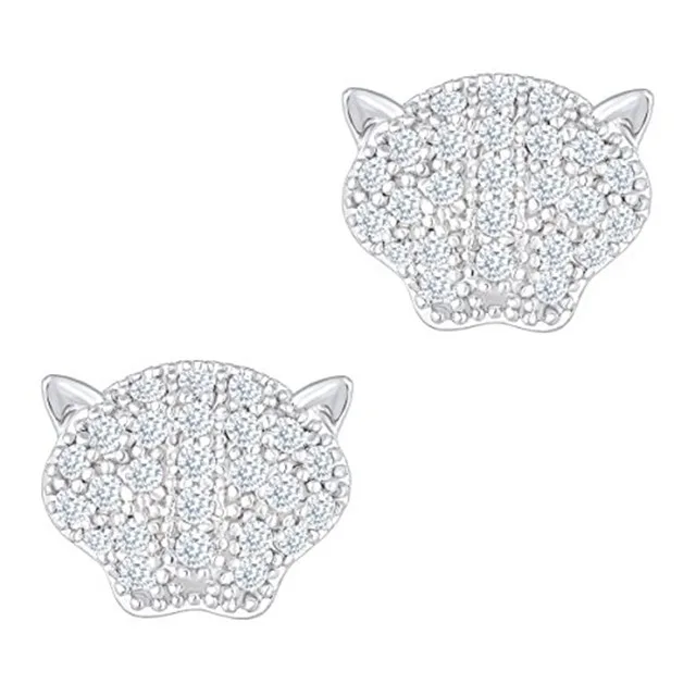 ORROUS &amp; CO ORROUS &amp; CO 18K White Gold Plated Cubic Zirconia Panther Stud Earrings — product photo