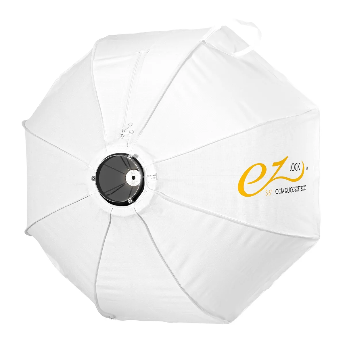 White octagonal softbox with silver interior and front diffuser, 36 inches across