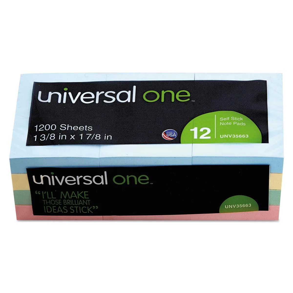 UNIVERSAL OFFICE PRODUCTS UNIVERSAL OFFICE PRODUCTS UNV35663 Sticky Notes 12 pack 100 sheet — product photo