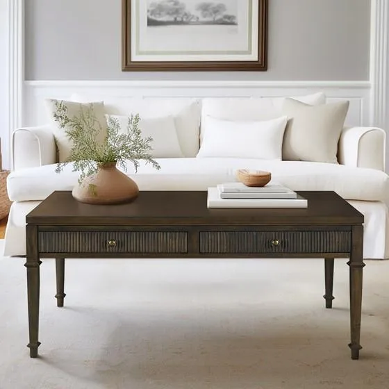 tuphen tuphen Fluted 2-drawer Coffee Table Brown MDF — product photo