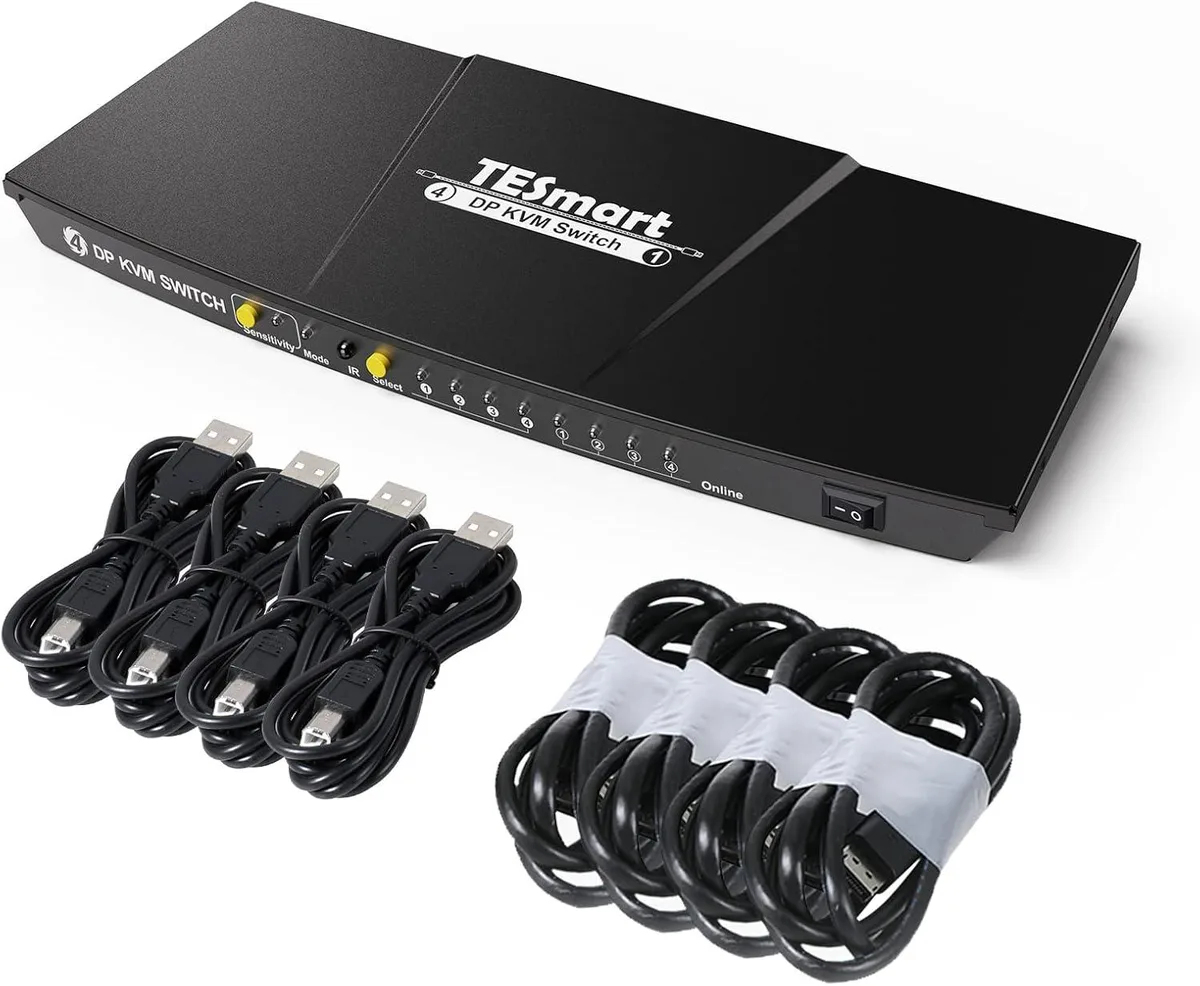 FOCUSTEC FOCUSTEC 4-Port DisplayPort KVM Switch 4K@60Hz RGB 4:4:4 USB 2.0 — product photo