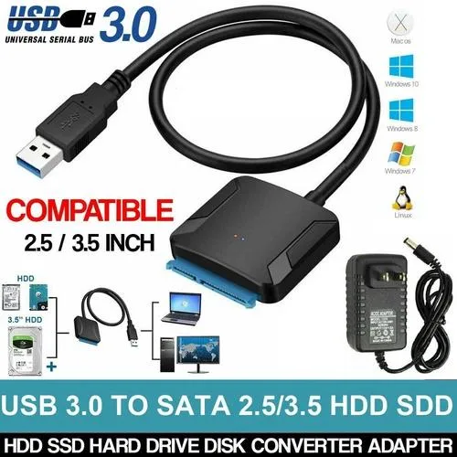 NShi NShi USB 3.0 to SATA III adapter 2.5" 3.5" with 12V 2A power — product photo