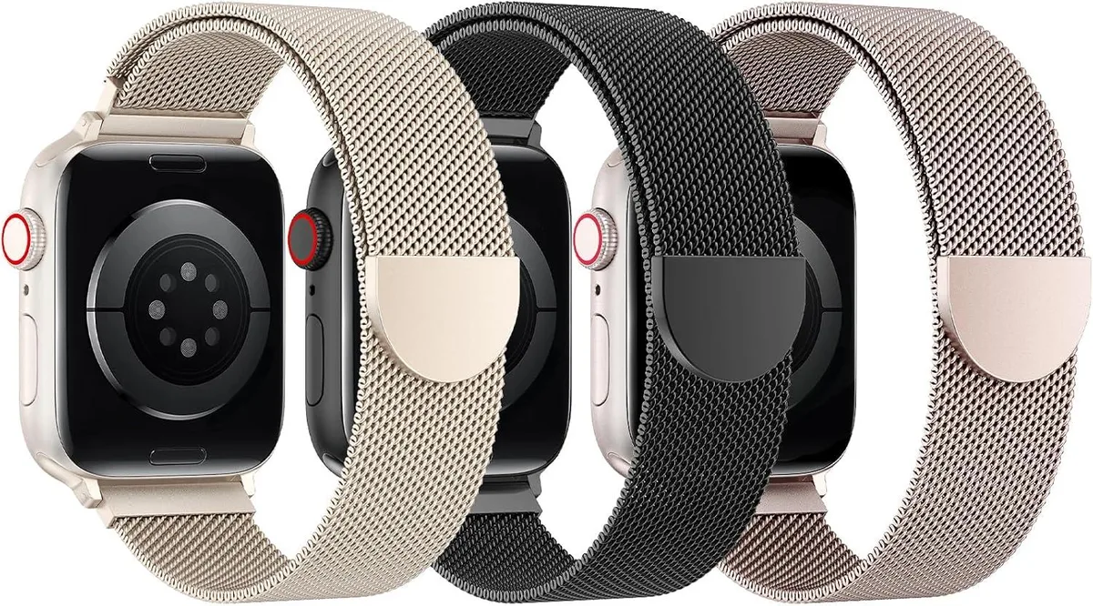 ETEIZU ETEIZU 3 Pack Mesh Loop Watch Bands 38-49mm Stainless Steel Magnetic Strap accessory — product photo