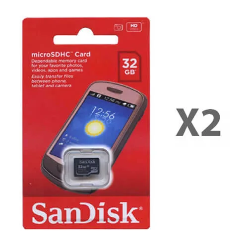 SanDisk SanDisk 32GB microSDHC Class 4 SDSDQM-032G-B35 2 Pack memory card — product photo