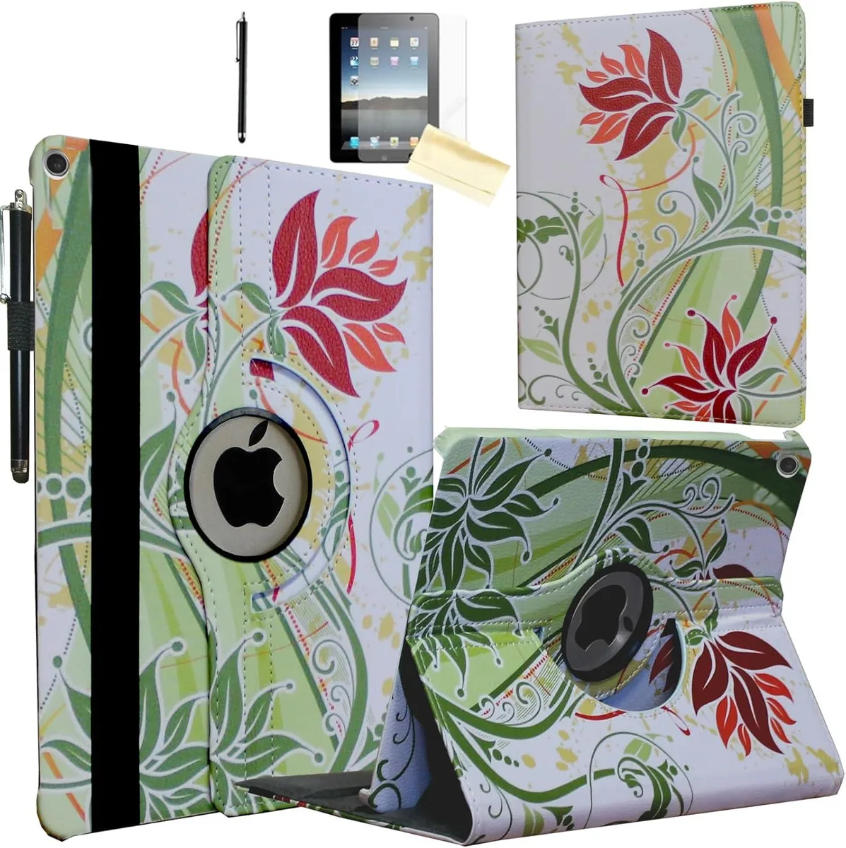 Kootion Kootion 10.2 inch iPad Case Rotating Stand Green Flower — product photo